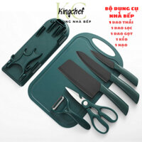 Bộ dao kéo thớt King Chef 7 món đa năng tiện dụng đáp ứng mọi nhu cầu của gia đình bạn