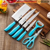 Bộ Dao Làm Bếp Nhật Bản 6 Món SK5, Dao Bếp Sang Trọng, Thép Không Rỉ Siêu Bền Đẹp - Minh Nguyễn