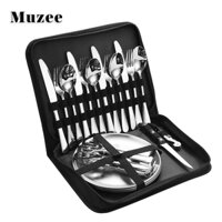 Bộ dao muỗng nĩa cắm trại MUZEE dã ngoại tiện dụng du lịch Bộ dụng cụ ăn uống di động bằng thép không gỉ