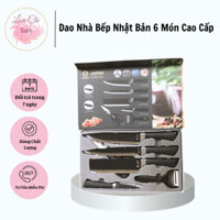 Bộ Dao Nhà Bếp 6 Món ,Cao Cấp Siêu Sắc Bén Làm Từ Thép Không Gỉ Nhật Bản, Lưỡi Hoa Văn 4D