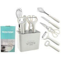 Bộ Dao Nhà Bếp 6 Món Korea Kitchen Dao Kéo Phới Đánh Trứng Tiện Dụng,Đa Năng Thiết Kế Hiện Đại Màu Trắng