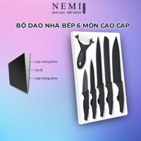 Bộ Dao Nhà Bếp Cao Cấp 6 Món Phong Cách Nhật Màu Đen Được Làm Bằng Thép Không Rỉ Siêu Bền Bỉ