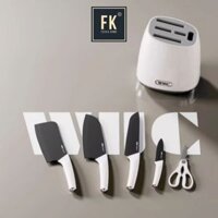 Bộ dao nhà bếp cao cấp kèm ống đựng xinh xắn, bộ dao 5 món thép nhập khẩu kèm hộp đựng