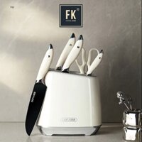 Bộ dao nhà bếp cao cấp phủ BO chống gỉ kèm ống đựng xinh xắn, bộ dao 5 món thép nhập khẩu kèm hộp đựng