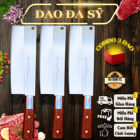 Bộ dao nhà bếp, dao chặt gà, vịt, dao chặt xương sườn, chân giò - lưỡi thép Nhật không han rỉ, cán gỗ làng nghề Đa Sỹ