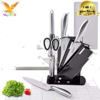 BỘ DAO NHẬT INOX 6 MÓN HÀNG CHUẨN KHẮC CHỮ HÀNG  CAO CẤP KÈM KHAY ĐỰNG