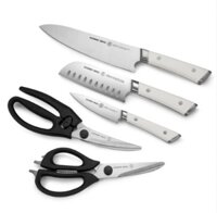 Bộ dao Schmidt Bros 5 món (3 dao chuôi trắng + 2 kéo chuôi đen) – bộ