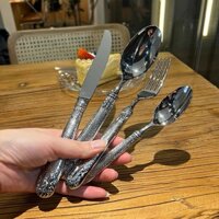 Bộ dao thìa dĩa ăn inox 304 sang trọng,phong cách Châu Âu,dụng cụ ăn uống gia đình, bàn tiệc, nhà hàng