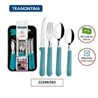 Bộ Dao Thìa Dĩa Bàn Ăn TULUM 25 Món 6 Thìa To, 6 Thìa Nhỏ, 6 DĩaNĩa, 6 Dao, 1 Khay Nhựa Cán Nhựa PP Kèm Khay Nhựa Tramontina 23299 Sản Xuất Tại Brazil - Nhiều Màu - Hàng Chính Hãng - Xanh Coban