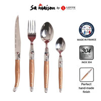 Bộ dao thìa dĩa inox 304 Laguiole Pháp cán nhựa màu vàng đồng | Sa Maison x Jean Dubost