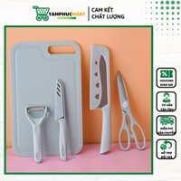 Bộ dao thớt 5 món từ thép không gỉ kháng khuẩn chế biến đồ ăn dặm cho bé an toàn, tiện lợi