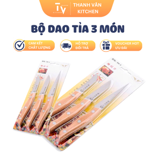 Bộ 3 dao tỉa củ quả cán gỗ