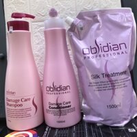 BỘ Dầu gội, Dầu xả,Hấp dầu Tái tạo tóc hư tổn OBSIDIAN 1500ml x3-(NEW)