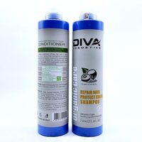 Bộ Dầu Gội Diva Xanh 750ML*2 Phục Hồi Và Giữ Màu Nhuộm Mẫu 2019 Chính Hãng.