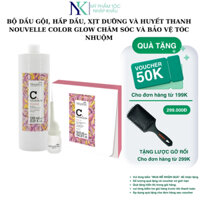 Bộ dầu gội, hấp dầu, xịt dưỡng và huyết thanh NOUVELLE COLOR GLOW chăm sóc và bảo vệ tóc nhuộm