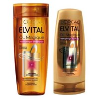 Bộ dầu gội Loreal Elvital màu vàng siêu mượt dành cho tóc khô xơ