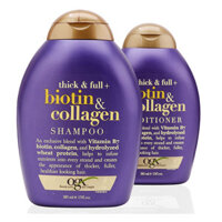 Bộ Dầu Gội Và Xả OGX Thick And Full Biotin &amp; Collagen Của Mỹ 385ml, giảm xơ rối, gãy, rụng, cho tóc dày và suôn mượt - QuaTangMe Extaste - 1 dầu gội  1 dầu xả OGX