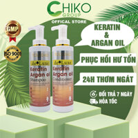 Bộ Dầu Gội Xả CHIKO TOLEDAO Keratin Argan Oil 650ml - Dưỡng Tóc Sâu Sắc, Tăng Cường Sức Mạnh Tóc