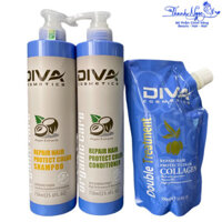 Bộ dầu gội xả Diva Argan MẪU MỚI 750mlx2 + Hấp Collagen 500ml [ TN ]