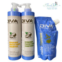Bộ dầu gội xả Diva Argan MẪU MỚI 750mlx2 + Hấp Collagen 500ml [ TT ]