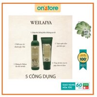 Bộ Dầu Gội Xả Gừng Weilaiya Hà Thủ Ô Ngăn Rụng Tóc Kích Mọc Tóc Dành Cho Tóc Khô Xơ Tem Màu Nâu, Tặng Kèm Bộ Mini Xinh