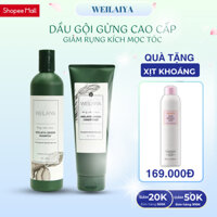 Bộ dầu gội xả gừng Weilaiya giảm rụng kích mọc tóc hiệu quả, giảm dầu bết