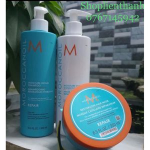 Bộ dầu gội xả phục hồi tóc hư tổn Moroccanoil Moisture Repair Shampoo - 250ml