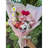 Bó đầu heo và hoa bằng len làm quà tặng sinh nhật, crush, người yêu