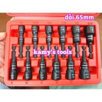 Bộ đầu vít bắn tôn đầu bắn bulong nam châm hệ mét inch 8mm10mm 11mm 12mm 13m 14mm và 1/4 5/16 3/8 7/16 1/2 9/16 dài 65mm