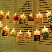 Bộ dây 20 kẹp ảnh có đèn led trang trí sinh nhật, nhà cửa (dùng pin AA)