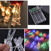 Bộ dây 20 kẹp ảnh có đèn led trang trí sinh nhât, nhà cửa, sự kiện chụp ảnh MT-203 dùng pin AA - nhiều màu