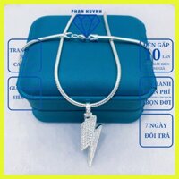 Bộ dây chuyền bạc - dây lụa mặt tia sét cao cấp bạc 925 PHJ