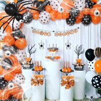 Bộ dây chuyền bóng bay màu cam Halloween, trang trí tiệc Halloween, bố cục nền bí ngô, kết hợp bóng bay