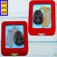 Bộ Dây Chuyền Mặt Phật Bất Động Minh Vương đá Đen 3.6cm - Mặt Size Nhỏ - Kèm Móc Inox