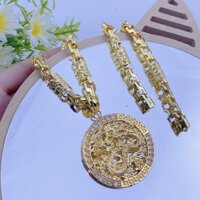 Bộ Dây Chuyền Nam Rồng Tròn Vip 3 Mạ Vàng Khoá Hộp Có Ký Hiệu Bền Đẹp, Sang Trọng