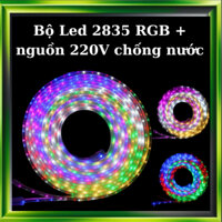 Bộ dây đèn led 2835 RGB nháy đuổi bọc nhựa dẻo 5M,10M chống nước,tặng kèm nguồn,trang trí decor