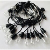 Bộ dây đui chống nước ngoài trời(10m,20 bóng nhựa trong suốt vàng ấm )