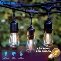 Bộ dây đuôi đèn ngoài trời chống nước 5 met 10 đuôi mắc nối tiếp E27 220V Ngân Tin (kèm 10 bóng led edison 4w ánh sáng vàng)