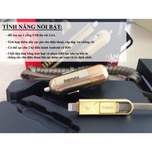 Bộ dây sạc điện thoại đa năng trên xe ô tô 2 trong 1 Remax Finchy RC-C103