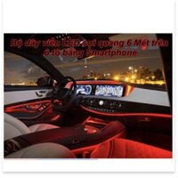 Bộ dây viền LED sợi quang 6 Mét trang trí nội thất ô tô điều khiển bằng Smartphone
