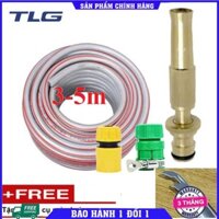 Bộ dây vòi xịt nước rửa xe, tưới cây . tăng áp 3 lần, loại 3m, 5m 206587 cút sập,nối nhựa vàng+ tặng mở chai