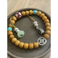 Bồ đề hạt mix charm chuỳ kim cang + Dzi hoàng thần tài