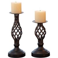 Bộ đế nến đen xoắn trang trí