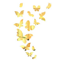 Bộ decal dán tường trang trí 3D sáng tạo cao cấp M1 14 bướm - Vàng