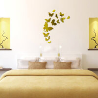 Bộ decal dán tường trang trí 3D sáng tạo cao cấp M1 14 bướm - Vàng
