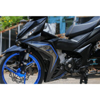 Bộ decal tem rời dán xe Winner V1 màu đen phối tem chỉ xanh dương - xám mẫu logo, Tem cao cấp ( Decal PVC cao cấp không