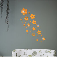 Bộ decal trang trí dán tường 3D sáng tạo cao cấp M7 hình hoa - Vàng