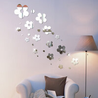 Bộ decal trang trí dán tường 3D sáng tạo cao cấp M7 hình hoa - Bạc