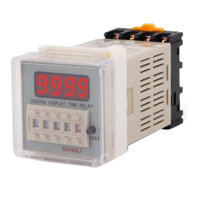 Bộ đếm số DH48J-11A, đếm sản lượng từ 1-999900, counter 11 chân tròn hiển thị led kèm chân đế PF113A