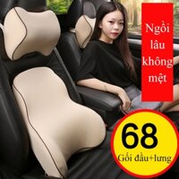 Bộ đệm tựa cổ tựa lưng xe ô tô văn phòng giảm đau cổ mỏi lưng gối tựa đầu chất liệu cao su mềm mại thoải mái thoáng khí